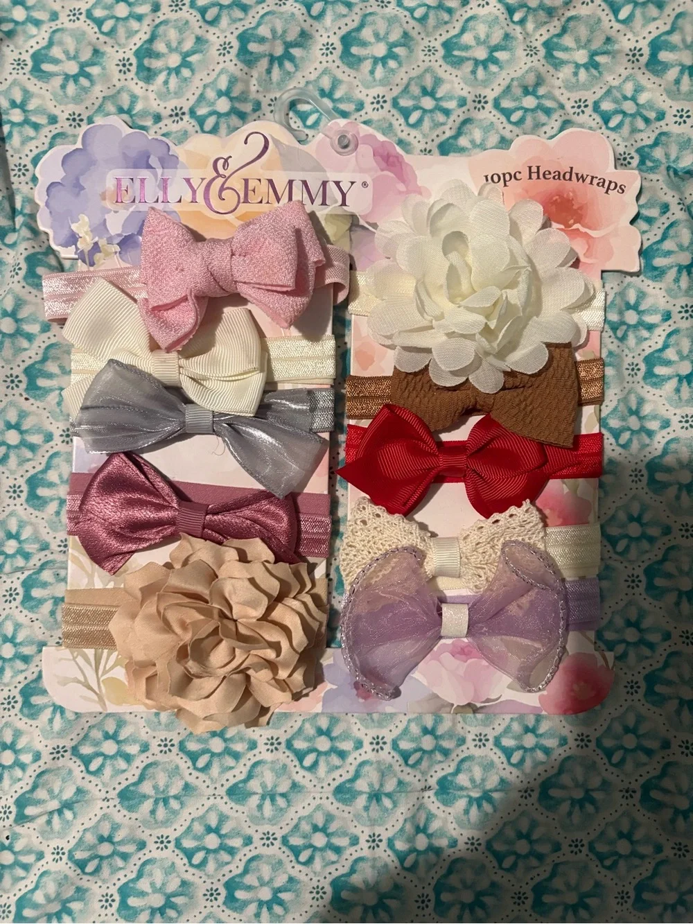 Girls 10pc Multicolor Headwrap Set - Pastel and Bright Bows & Flowers